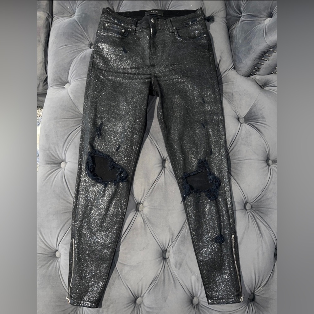 AMIRI Women's Black Glitter Thrasher Jeans